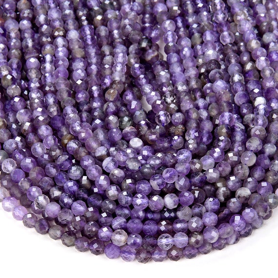 4mm Natural Amethyst Gemstone Grade Aa Micro Faceted Round Beads 15.5 Inch Full Strand Bulk Lot 1,2,6,12 And 50 (80009429-p32)