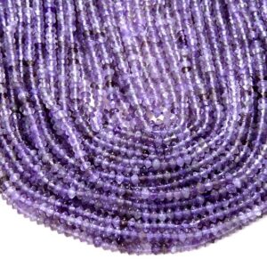 4X2MM Natural Amethyst Gemstone Grade AA Bicone Faceted Rondelle Saucer Beads 15 inch Full Strand BULK LOT 1,2,6,12 and 50 (80009458-P34)