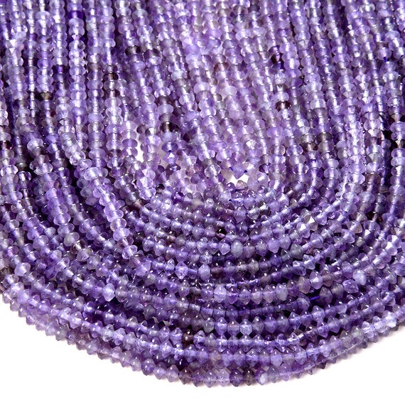 4x2mm Natural Amethyst Gemstone Grade Aa Bicone Faceted Rondelle Saucer Beads 15 Inch Full Strand Bulk Lot 1,2,6,12 And 50 (80009458-p34)