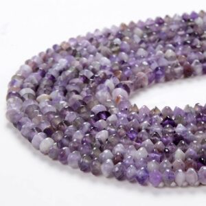 4X3MM Flower Amethyst Gemstone Grade AA Bicone Faceted Rondelle Saucer Beads 15.5 inch Full Strand BULK LOT 1,2,6,12 and 50 (80009278-P25)