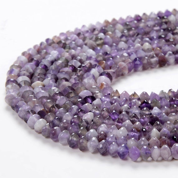 4x3mm Flower Amethyst Gemstone Grade Aa Bicone Faceted Rondelle Saucer Beads 15.5 Inch Full Strand Bulk Lot 1,2,6,12 And 50 (80009278-p25)