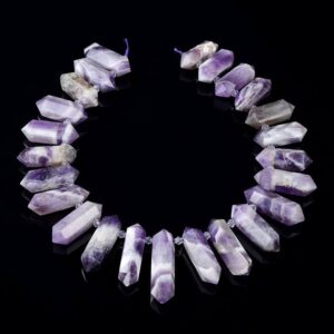 50x13-28x13MM Natural Chevron Amethyst Gemstone Gradated Top Drilled Faceted Points Beads 15.5 inch Full Strand BULK LOT(80016544-S16)