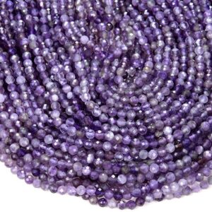 5MM Natural Amethyst Gemstone Grade AA Micro Faceted Round Beads 15.5 inch Full Strand BULK LOT 1,2,6,12 and 50 (80009447-P33)