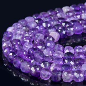 5MM Natural Amethyst Gemstone Grade AA  Faceted Square Cube Loose Beads BULK LOT 1,2,6,12 and 50 (P68)