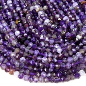 5X4MM Natural Amethyst Gemstone Grade A Micro Faceted Rondelle Loose Beads BULK LOT 1,2,6,12 and 50 (P38)