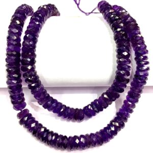 AAA QUALITY~Natural Amethyst Tyre Beads Great Luster Dark Amethyst Faceted Wheel Shape 7.MM Amethyst Gemstone Beads Jewelry Making Beads