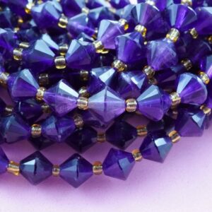 Amethyst Beads (Bicone)(Faceted)(8mm)(16"Strand)