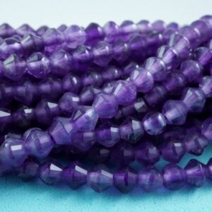 Amethyst Beads (Bicone)(Micro)(Faceted)(4mm)(15.5"Strand)