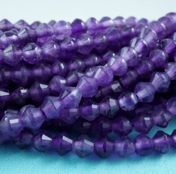 Amethyst Beads (bicone)(micro)(faceted)(4mm)(15.5"strand)
