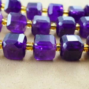 Amethyst Beads (Cube)(Faceted)(8mm)(15"Strand)