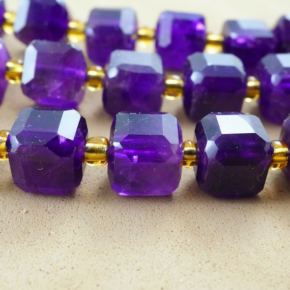Amethyst Beads (cube)(faceted)(8mm)(15"strand)