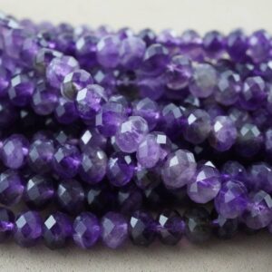 Amethyst Beads (Rondelle)(Faceted)(6x4mm)(15.5"Strand)