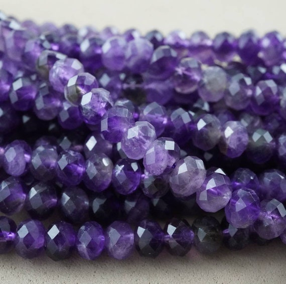 Amethyst Beads (rondelle)(faceted)(6x4mm)(15.5"strand)