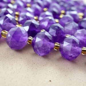 Amethyst Beads (Rondelle)(Triangle-Faceted)(10x8mm)(15.5"Strand)
