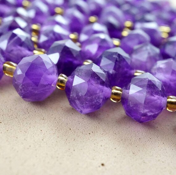 Amethyst Beads (rondelle)(triangle-faceted)(10x8mm)(15.5"strand)