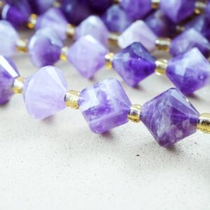 Chevron Amethyst Beads (Bicone)(Faceted)(8mm)(16"Strand)