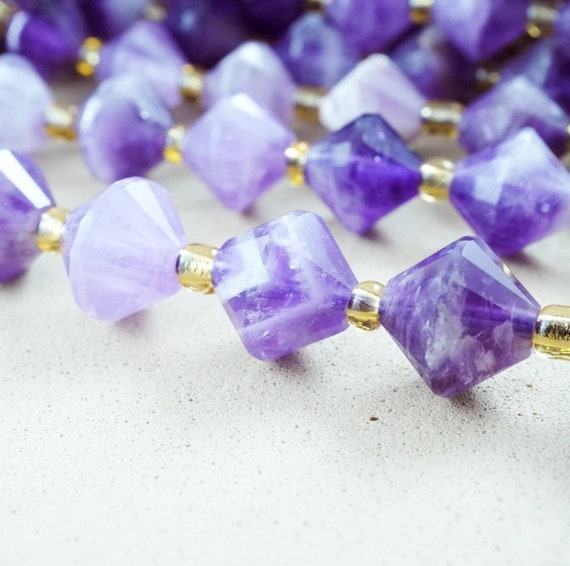 Chevron Amethyst Beads (bicone)(faceted)(8mm)(16"strand)