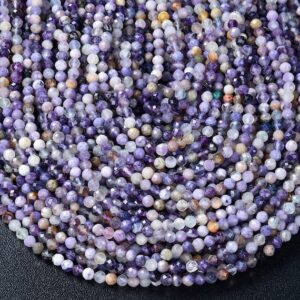 Chevron Flower Amethyst Multi Color Gemstone AA Micro Faceted Round 2MM 3MM 4MM Loose Beads Full Strand BULK LOT 1,2,6,12 and 50 (P26)