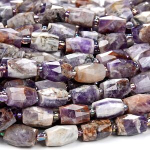 Natural Chevron Amethyst Gemstone 10X14MM Faceted Barrel Tube Loose Beads BULK LOT 1,2,6,12 and 50 (D419)