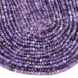 Natural Amethyst Gemstone Grade A 4x3mm 5x3mm Micro Faceted Rondelle Loose Beads (P35)