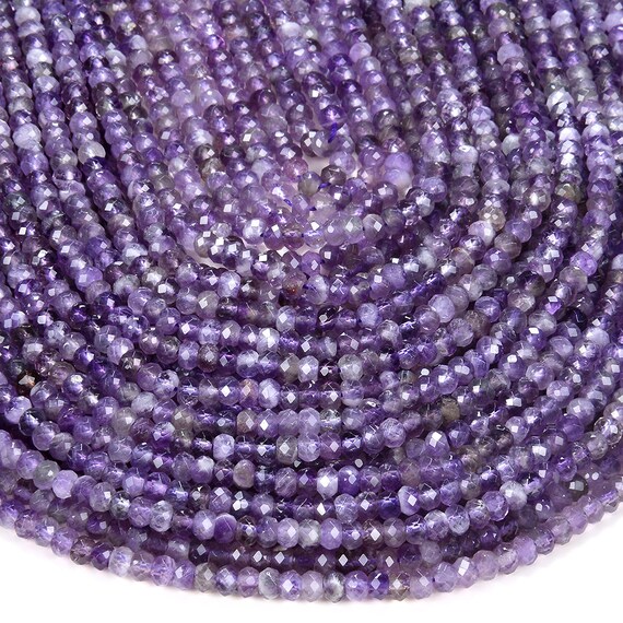 Natural Amethyst Gemstone Grade A 4x3mm 5x3mm Micro Faceted Rondelle Loose Beads (p35)