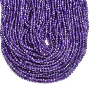 Natural Amethyst Gemstone Grade AAA 4MM Micro Faceted Round Beads 15 inch Full Strand BULK LOT 1,2,6,12 and 50 (80019461-P104)