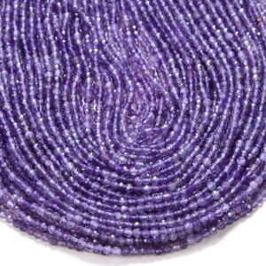 Natural Amethyst Gemstone Grade AA Micro Faceted Round 2MM 3MM Loose Beads 15 inch Full Strand BULK LOT 1,2,6,12 and 50 (P57)
