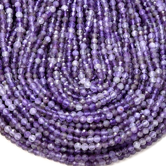 Natural Amethyst Gemstone Grade A Micro Faceted Round 2mm 4mm Loose Beads 15 Inch Full Strand Bulk Lot 1,2,6,12 And 50 (p57) Natural Amethyst Gemstone Grade A Micro Faceted Round 2mm 4mm Loose Beads 15 Inch Full Strand Bulk Lot 1,2,6,12 And 50 (p57)