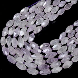 Natural Lavender Amethyst Gemstone 11X20-14X26MM Faceted Rice Tube Loose Beads BULK LOT 1,2,6,12 and 50 (D427)