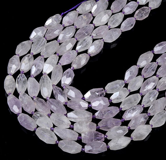 Natural Lavender Amethyst Gemstone 11x20-14x26mm Faceted Rice tube Loose Beads Bulk Lot 1,2,6,12 And 50 (d427)