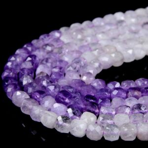 Natural Lavender Amethyst Gemstone Grade AAA Micro Faceted Square Cube 4MM  5MM Loose Beads BULK LOT 1,2,6,12 and 50 (P68)