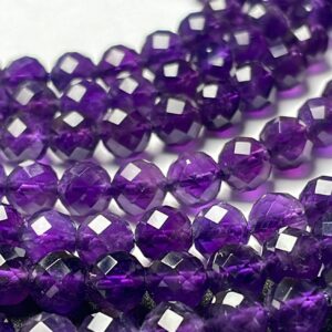 New Brand- Natural Amethyst Faceted Round Gemstone Beads, 6 mm Purple Amethyst Beads, 16 Inch Strand Amethyst Beads An Amazing Item