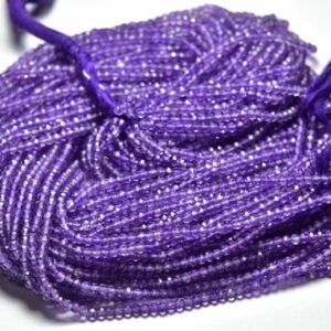 Amethyst Rondelle Beads - 13 inches - Natural Super Quality Beautiful Micro Cut Faceted Amethyst Rondelle - Size is 3 mm #2126