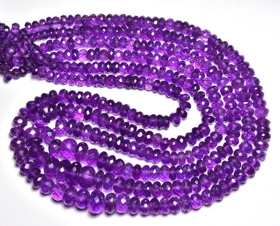 Amethyst Rondelle Beads - 16 Inches - Natural Beautiful Amethyst Faceted Rondelle Size Is 4.5- 9mm #83