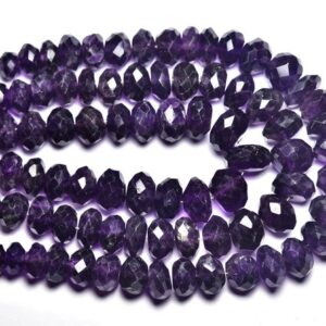 Amethyst Rondelle Beads - 7 inches - Natural Faceted Amethyst Rondelle - Size is 7mm to 10mm #2320