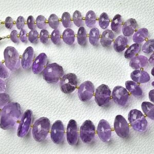 529 Cts, 18 Inch Strand Natural Amethyst Rondelle Beads Necklace 8.5mm To 19mm Faceted Big Rondelle Gemstone Beads Amethyst Beads No3218
