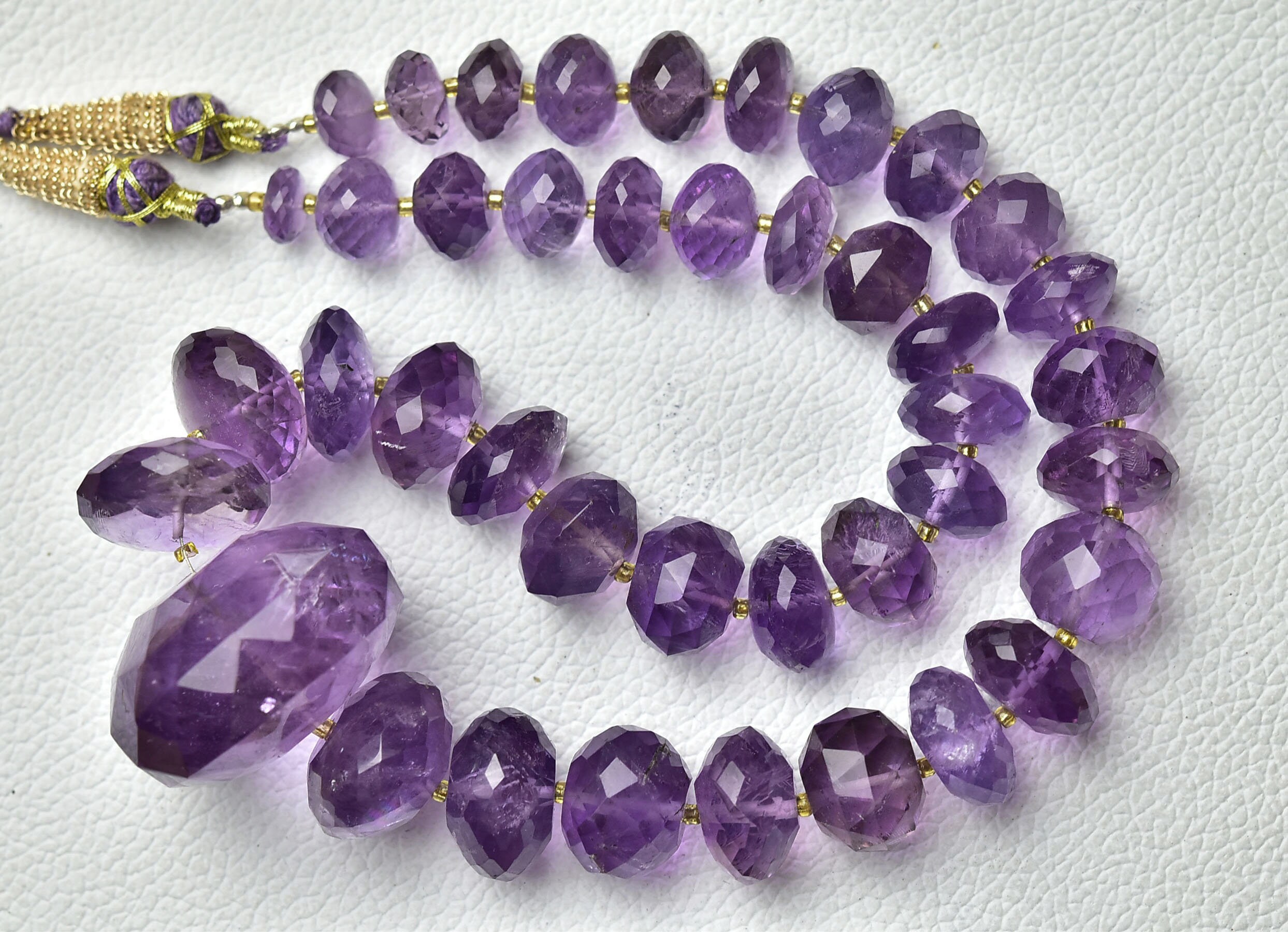 589 Cts, 17 Inch Strand Natural Pink Amethyst Rondelle Beads Necklace 8.5mm To 21mm Faceted Big Rondelle Gemstone Beads Amethyst Bead No3219
