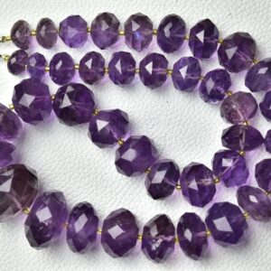 962 Cts, 18 Inch Strand Natural Amethyst Rondelle Beads Necklace 9.5mm To 22mm Faceted Big Rondelle Gemstone Beads Amethyst Beads No3210