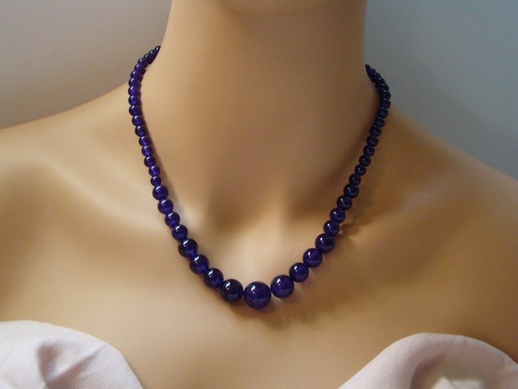 Amethyst Beaded Necklace: Graduated Gemstone Strand, February Birthstone