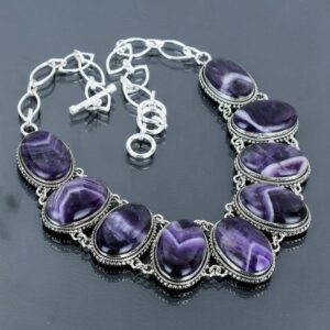 Chevron Amethyst Necklace: Handmade 925 Sterling Silver Vintage Jewelry