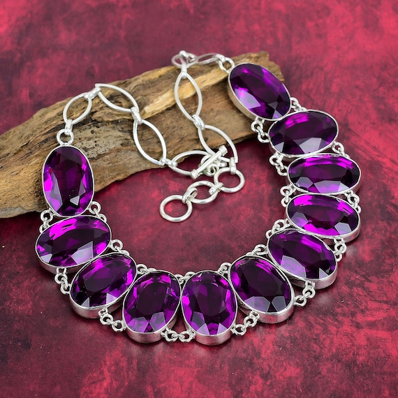 Faceted Amethyst Necklace, 925 Sterling Silver Jewelry, Gemstone Necklace, Handmade Jewelry, Adjustable Chain Necklace, Anniversary Gifts. Faceted Amethyst Necklace, 925 Sterling Silver Jewelry, Gemstone Necklace, Handmade Jewelry, Adjustable Chain Necklace, Anniversary Gifts.