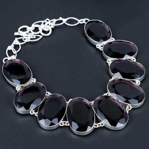 Faceted African Amethyst Necklace: Handmade 925 Sterling Silver, Adjustable