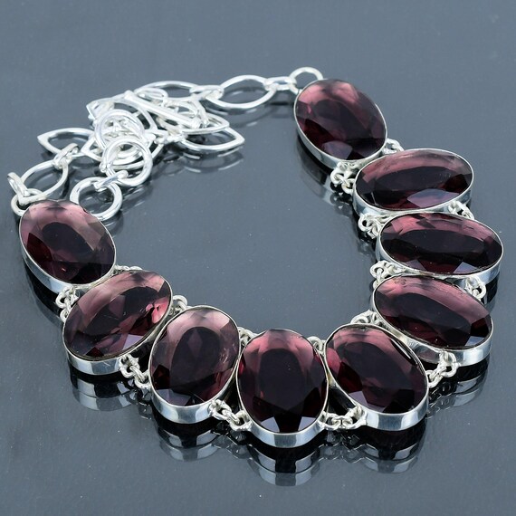 Faceted Pink Amethyst Necklace: Handmade 925 Sterling Silver, Adjustable