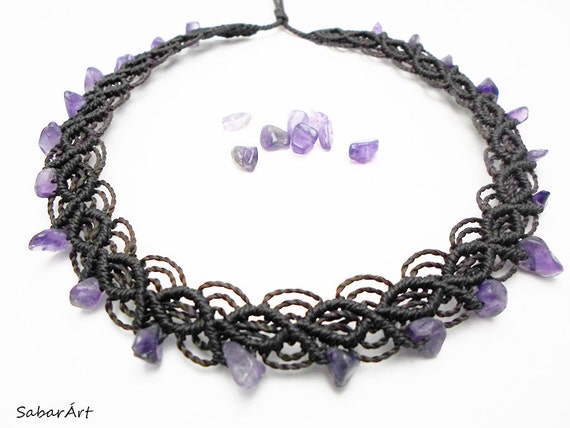 Handmade Amethyst Choker Necklace - February Birthstone Jewelry