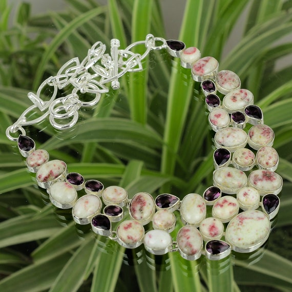 Handmade Cinnabar & African Amethyst Necklace: 925 Sterling Silver
