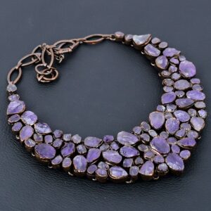 Handmade Electroformed Copper Necklace: African Amethyst Rough, Adjustable