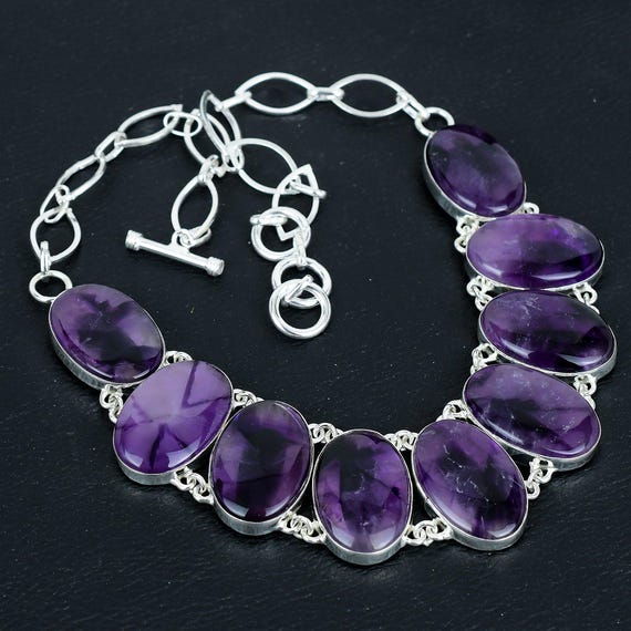 Handmade Star Amethyst Necklace: 925 Sterling Silver, Adjustable Chain
