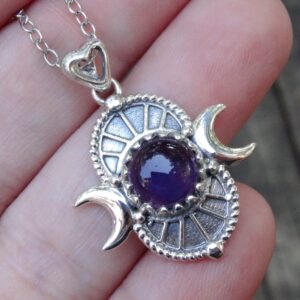 Handmade Sterling Silver Amethyst Moon Phase Necklace