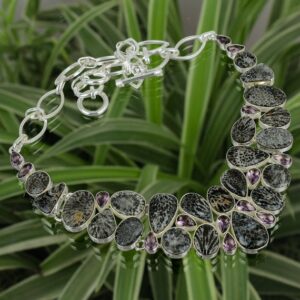 Handmade Sterling Silver Stingray Coral & Amethyst Necklace