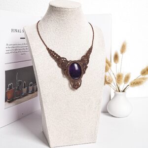 Amethyst Macrame Necklace Genuine Natural Grade Aaa Amethyst Necklace Gemstone Neckalce(95922)